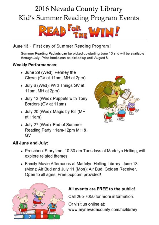 Library - Summer Reading program flyer from library