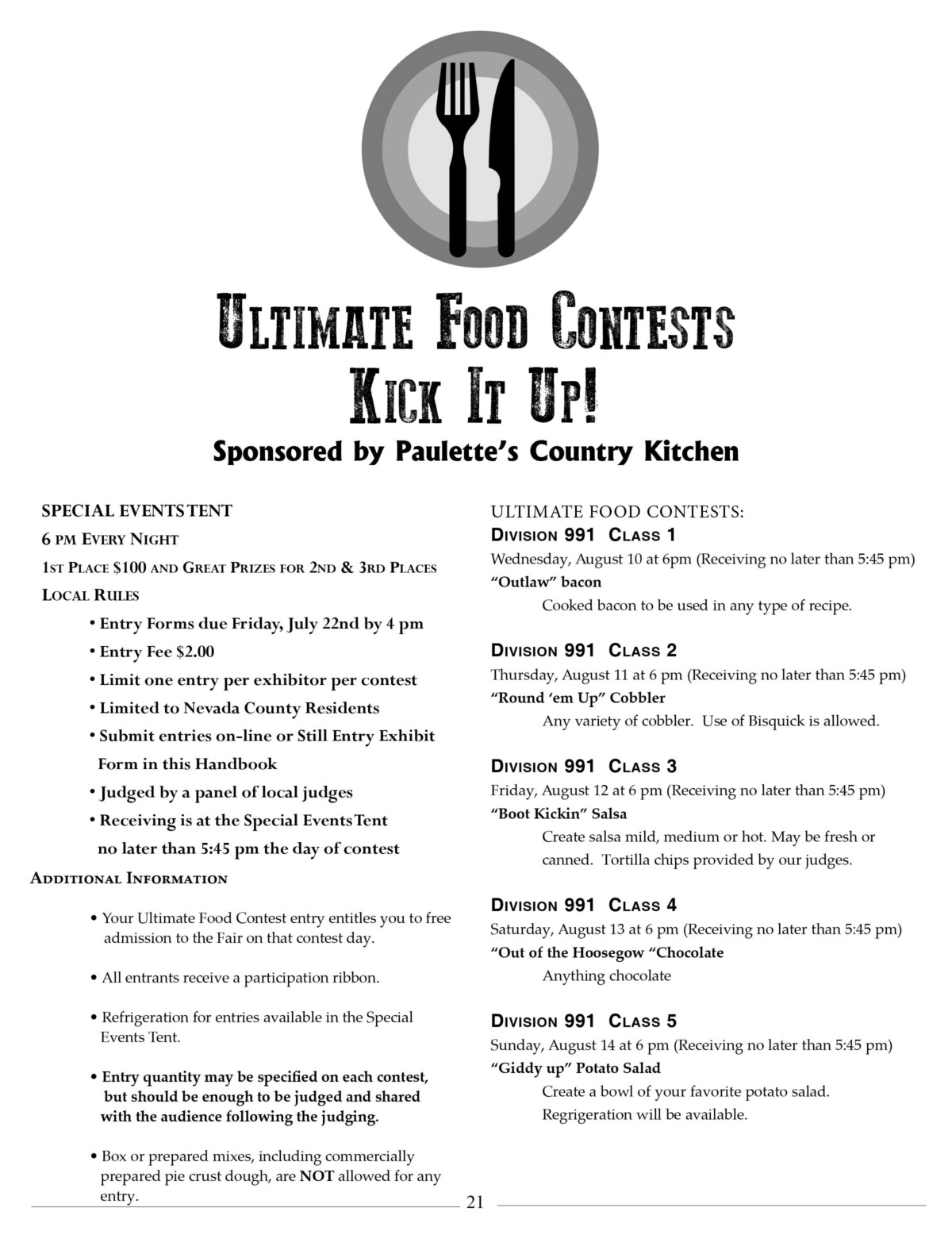 Special Food Contests At This Year S Fair Nevada County Fairgrounds Grass Valley Ca