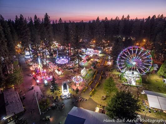 Aerial view with carnival area (Hawk Bait Aerial Photography)